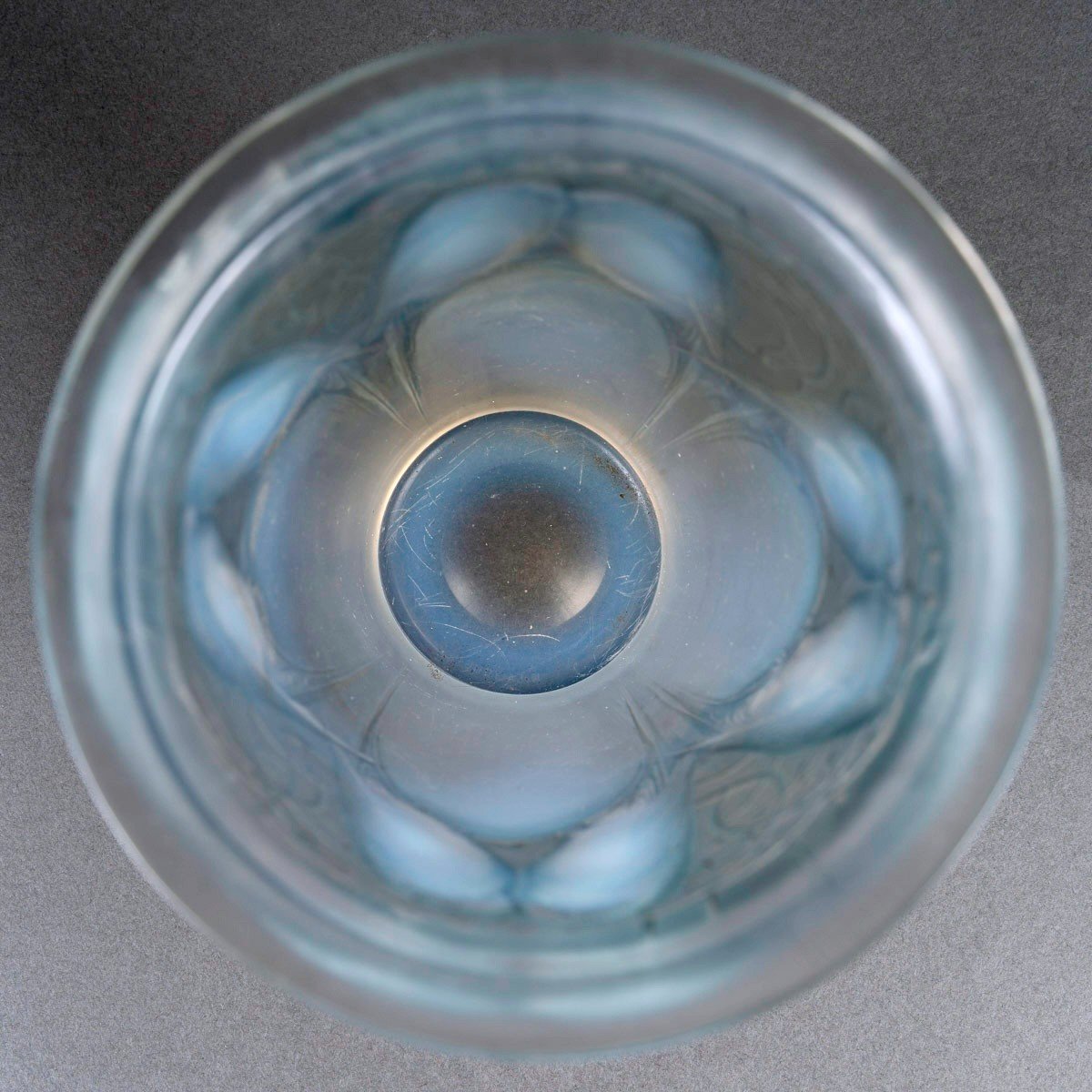 1924 René Lalique - Vase Ceylan Opalescent Glass With Blue Patina-photo-2