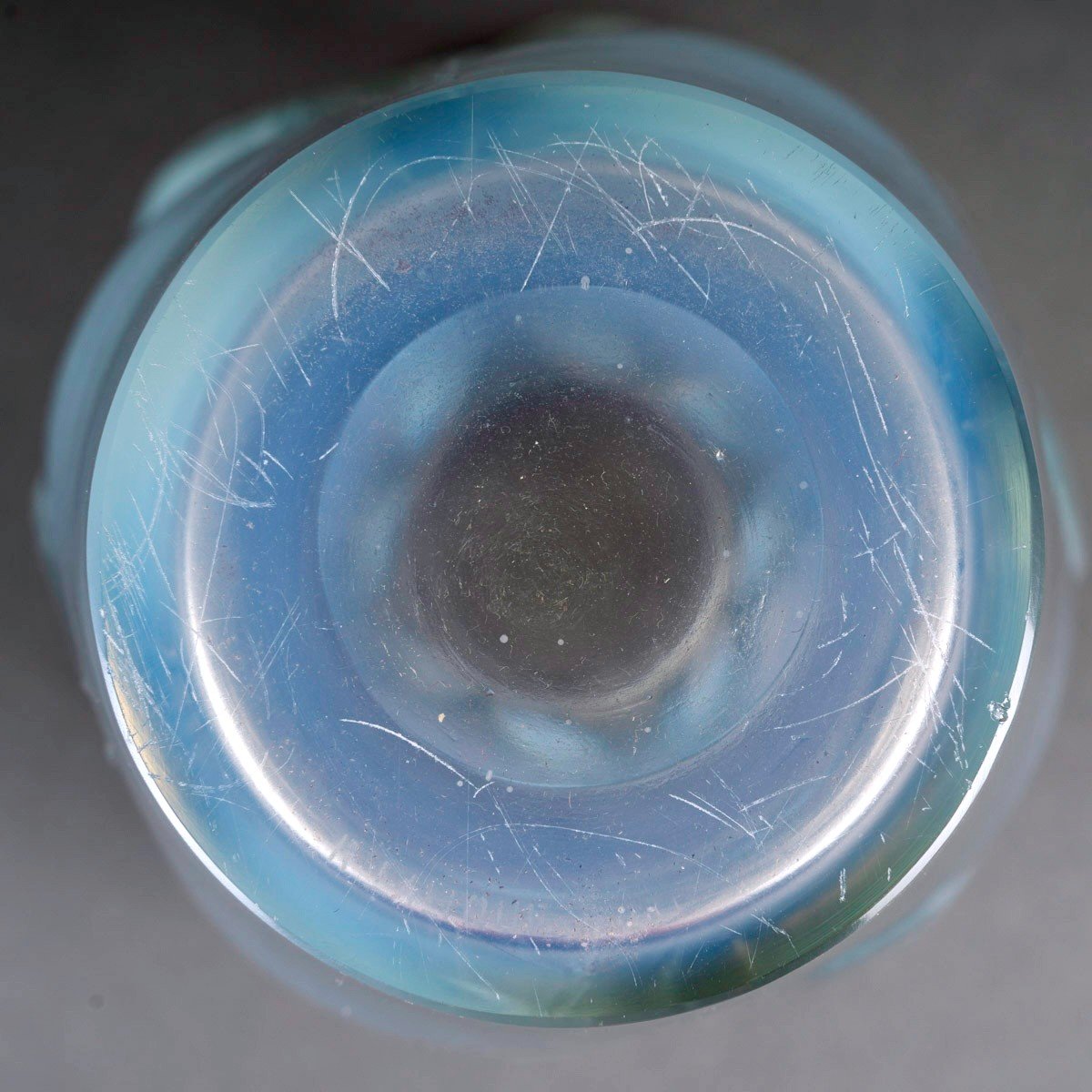 1924 René Lalique - Vase Ceylan Opalescent Glass With Blue Patina-photo-3