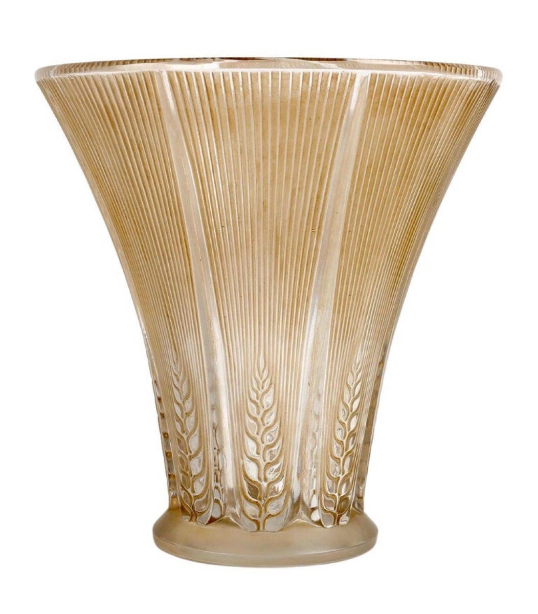 1931 René Lalique - Vase Epis Glass With Sepia Patina