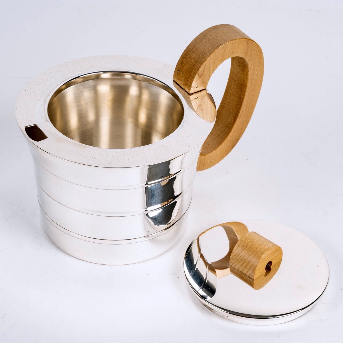 1936 Jean E. Puiforcat - Tea & Coffee Set Epsilon Sterling Silver And Walnut-photo-2