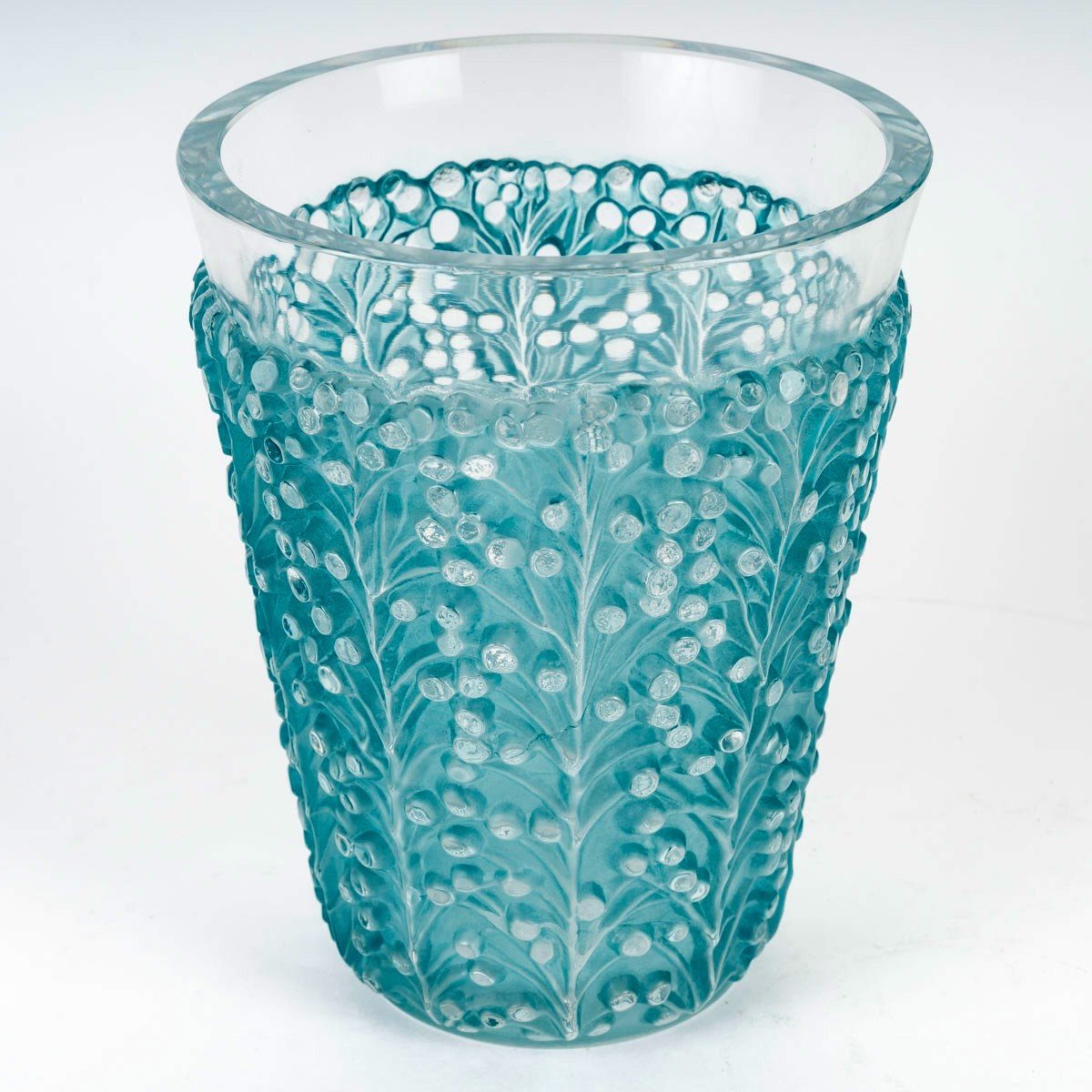 1937 René Lalique - Vase Saint Tropez Glass With Blue Patina-photo-3