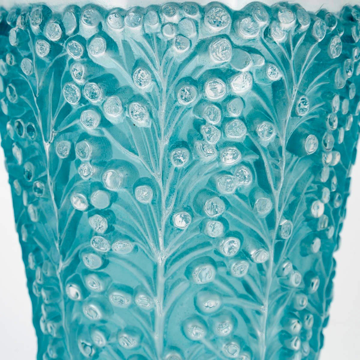 1937 René Lalique - Vase Saint Tropez Glass With Blue Patina-photo-1