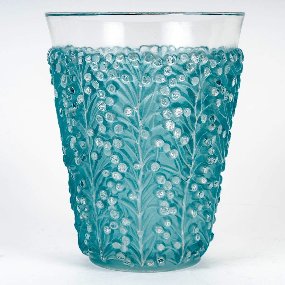 1937 René Lalique - Vase Saint Tropez Glass With Blue Patina