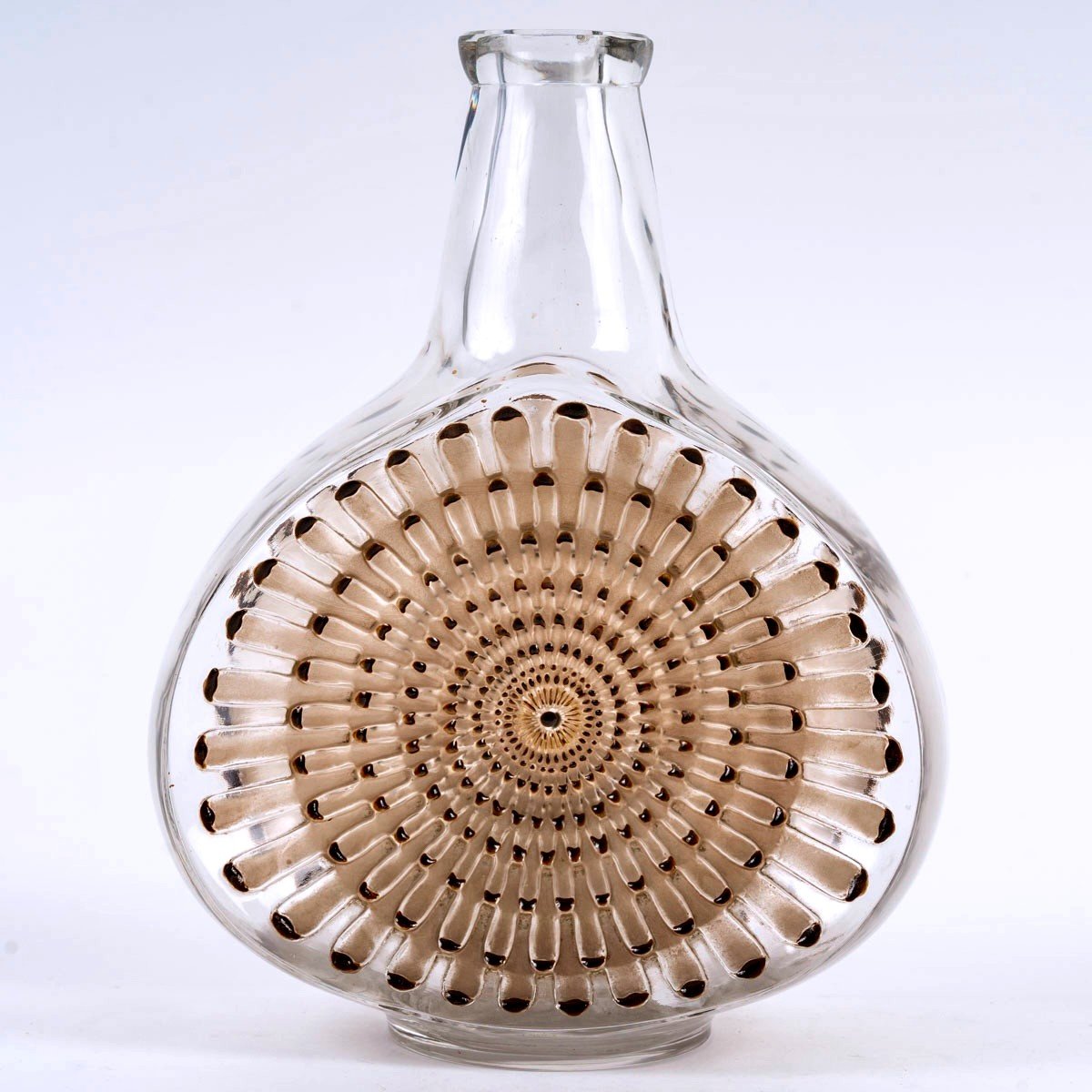 1913 René Lalique - Decanter Reine Marguerite Glass Sepia Patina & Brown Enamel