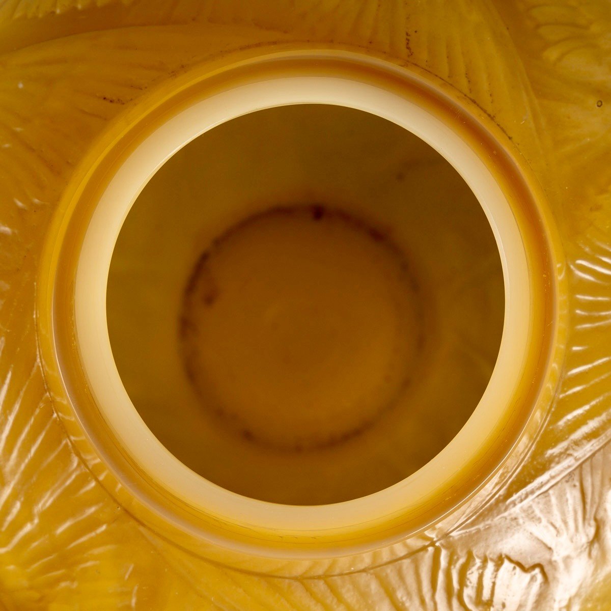 1921 René Lalique - Vase Archers Verre Butterscotch Patiné Sépia-photo-1