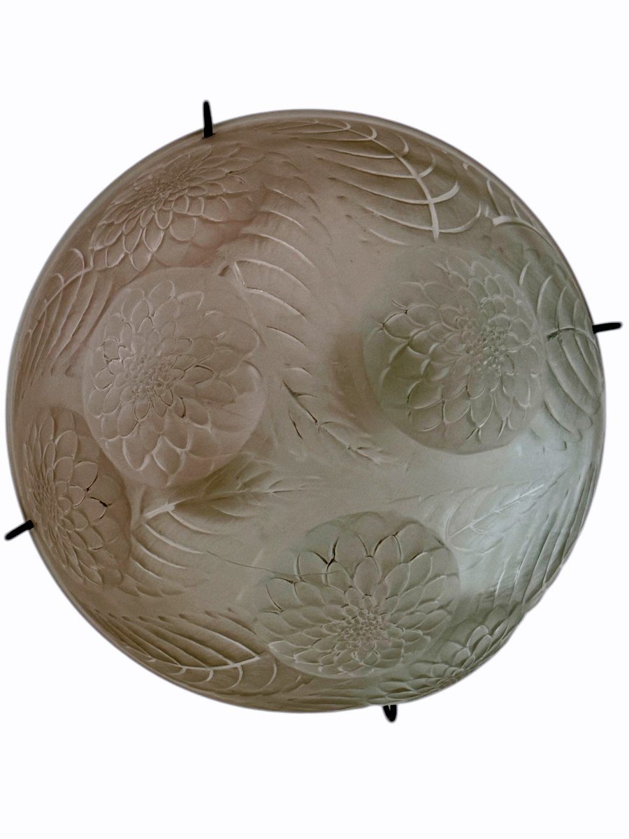 1921 René Lalique - Dahlias Suspension White Glass-photo-1