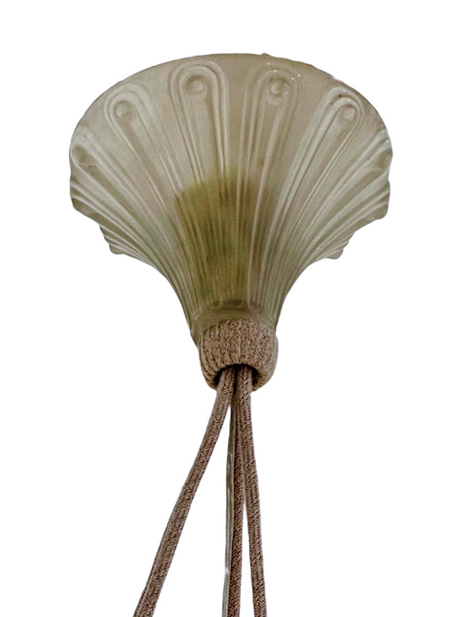 1921 René Lalique - Dahlias Suspension White Glass-photo-2