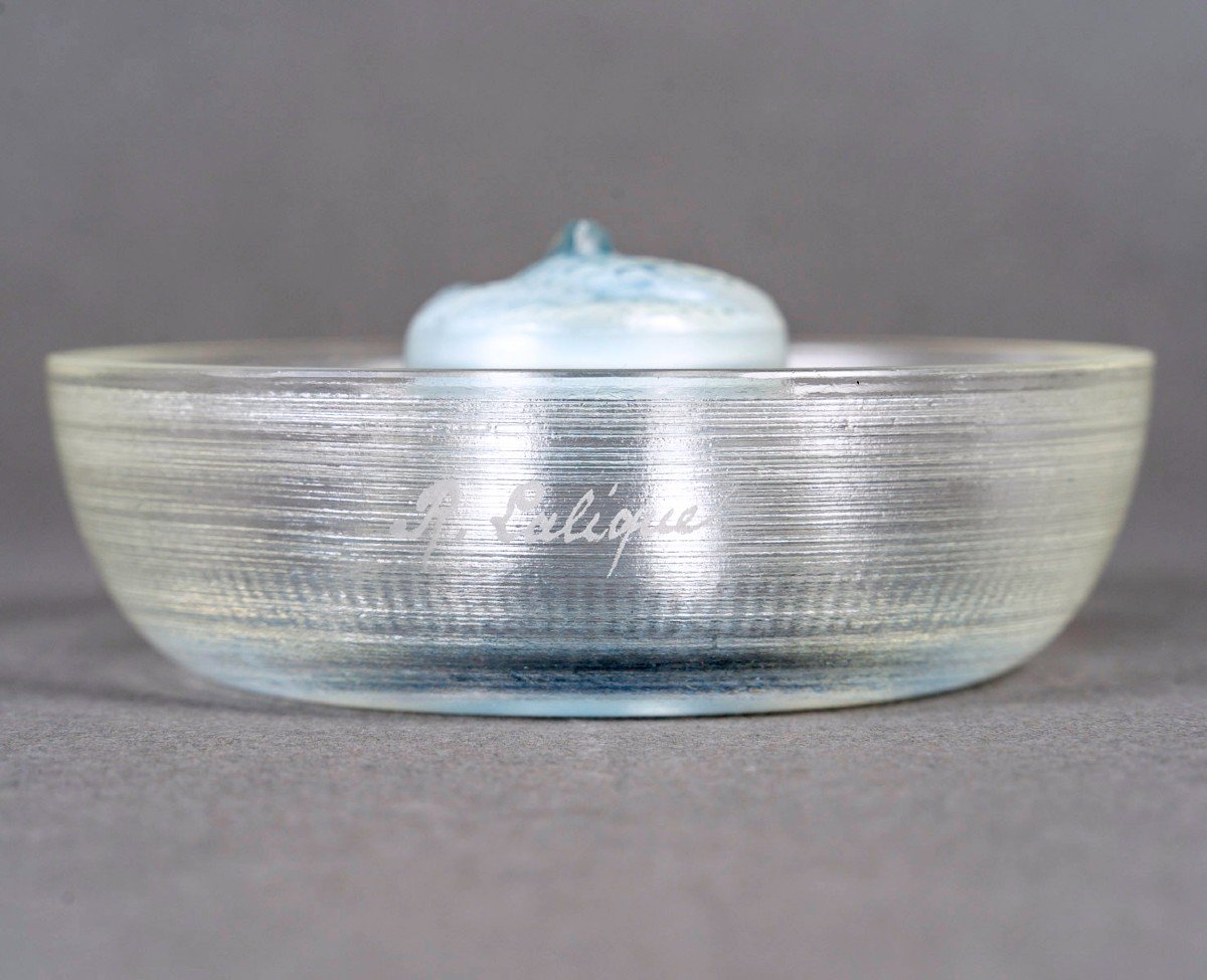 1920 René Lalique - Ashtray Pintray Serpent Snake Opalescent Glass-photo-4