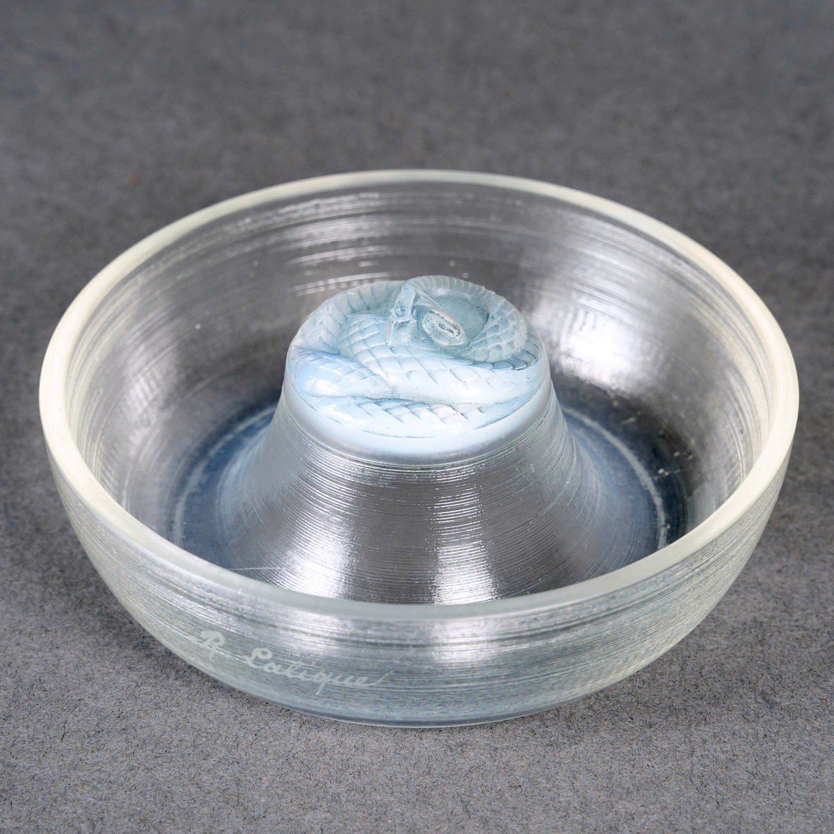 1920 René Lalique - Ashtray Pintray Serpent Snake Opalescent Glass