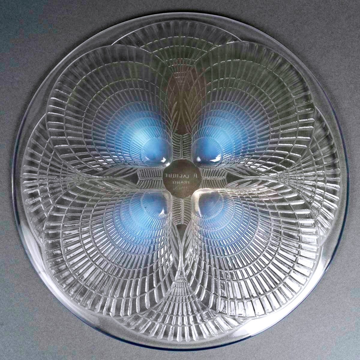 1924 René Lalique - Assiette Plat Coquilles Verre Opalescent-photo-3