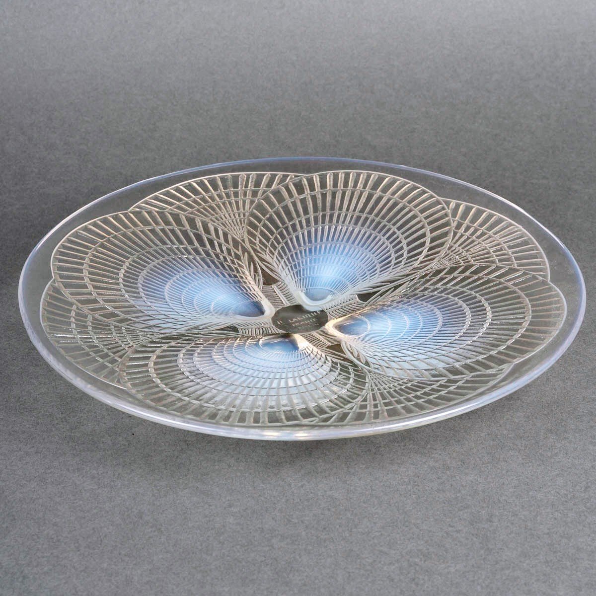 1924 René Lalique - Assiette Plat Coquilles Verre Opalescent