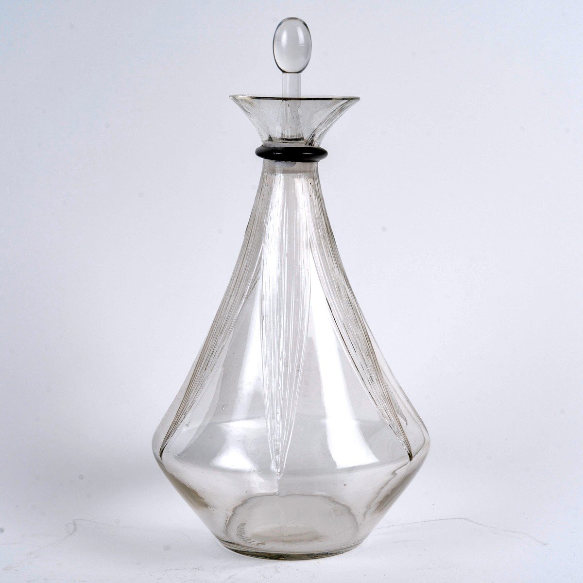 1925 René Lalique - Art Deco Decanter Selestat Clear And Black Glass-photo-2