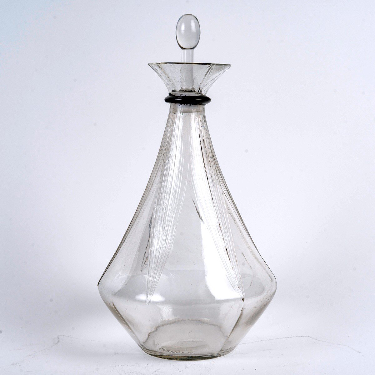 1925 René Lalique - Art Deco Decanter Selestat Clear And Black Glass-photo-3