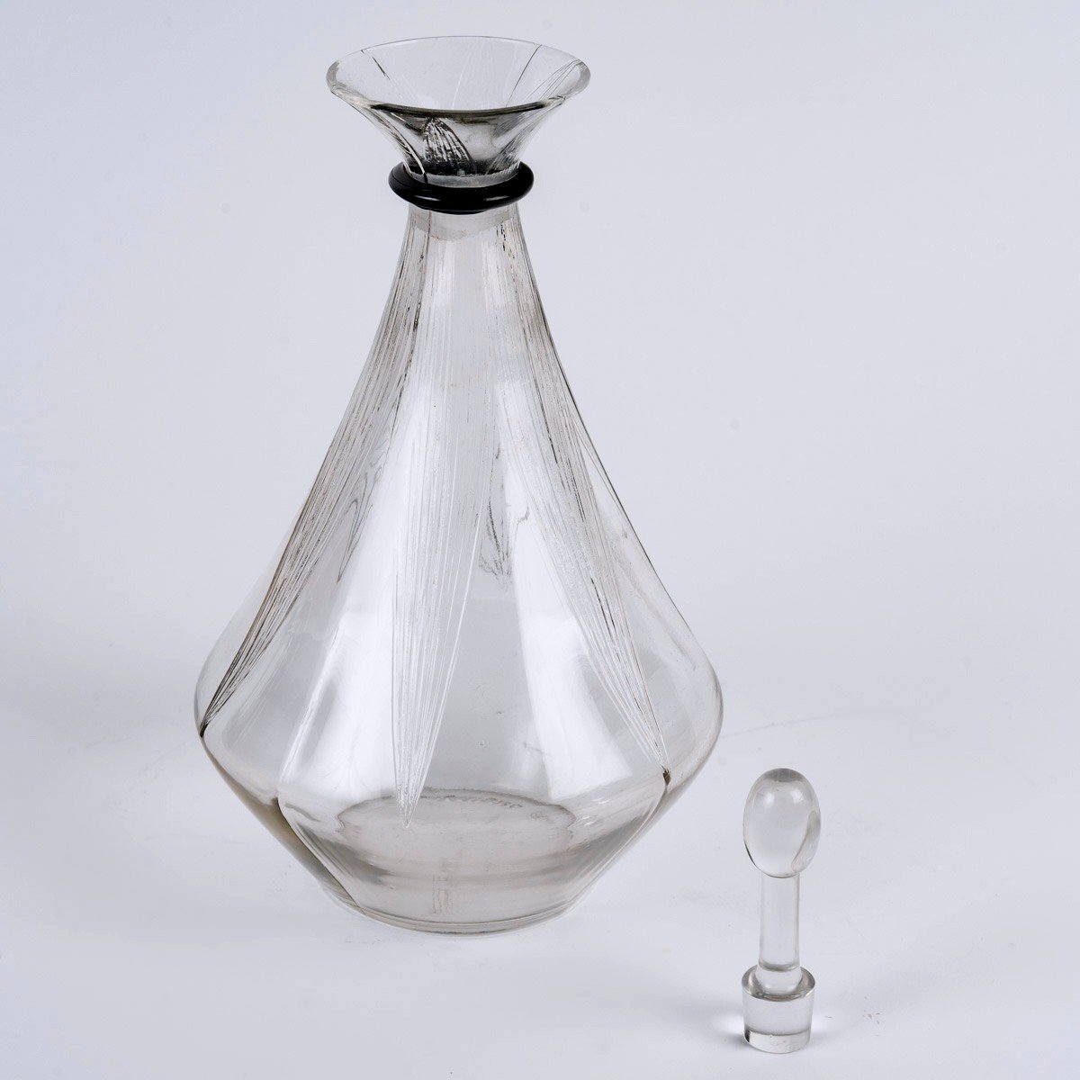 1925 René Lalique - Art Deco Decanter Selestat Clear And Black Glass-photo-4