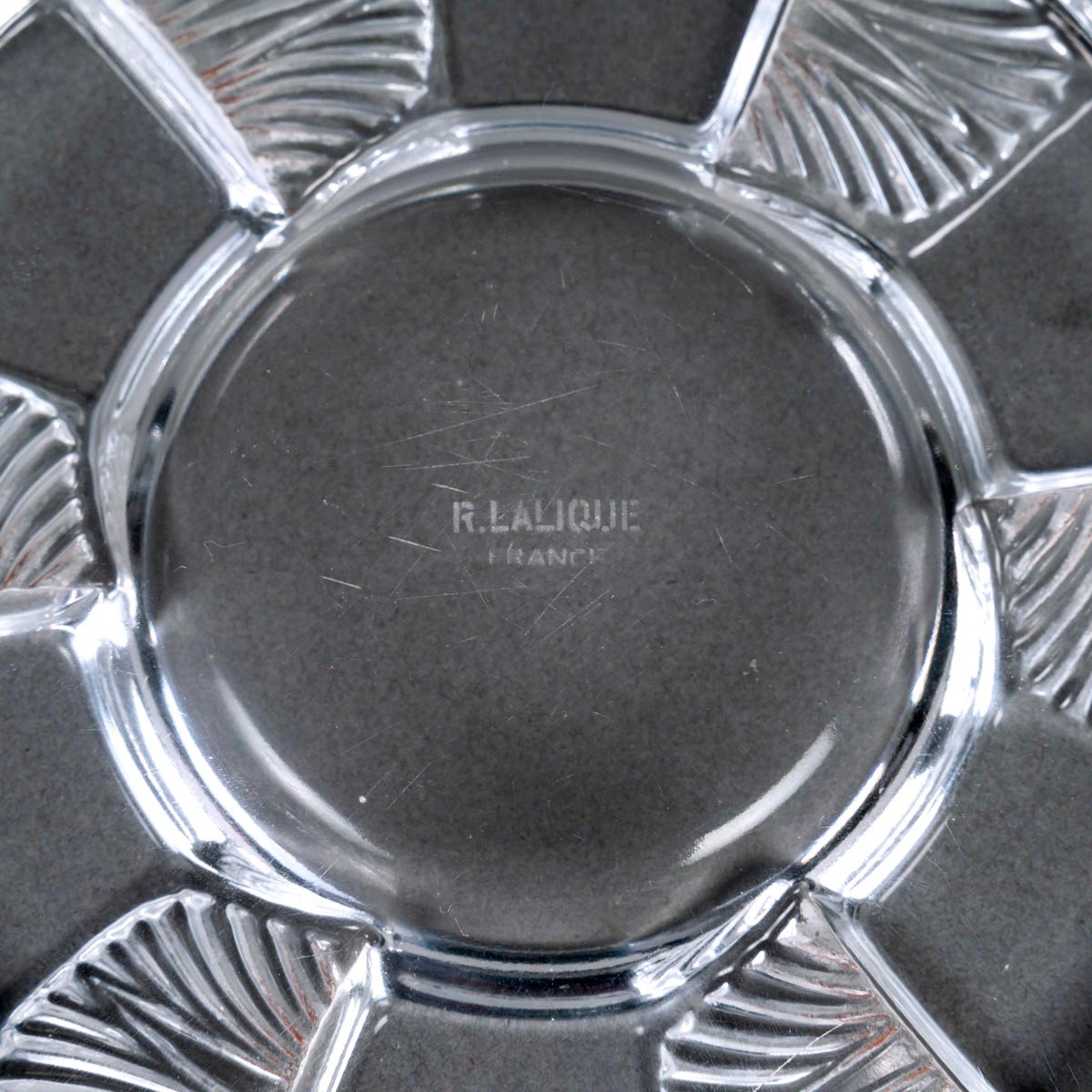 1928 René Lalique - Art Deco Ashtray Cuba Clear Glass -photo-2