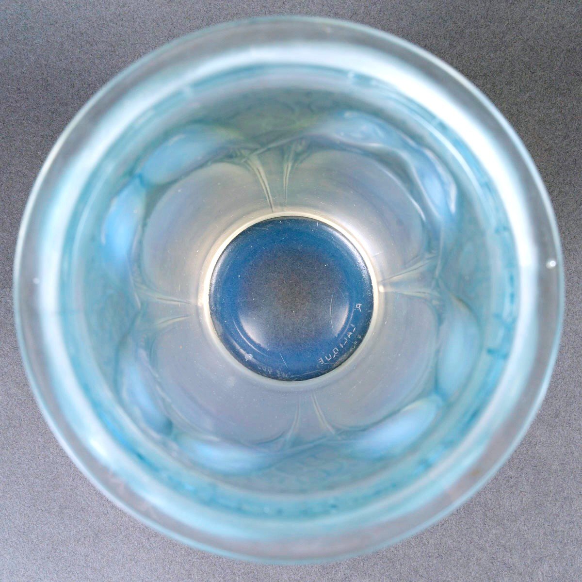 1924 René Lalique - Vase Ceylan Opalescent Glass With Blue Patina-photo-2