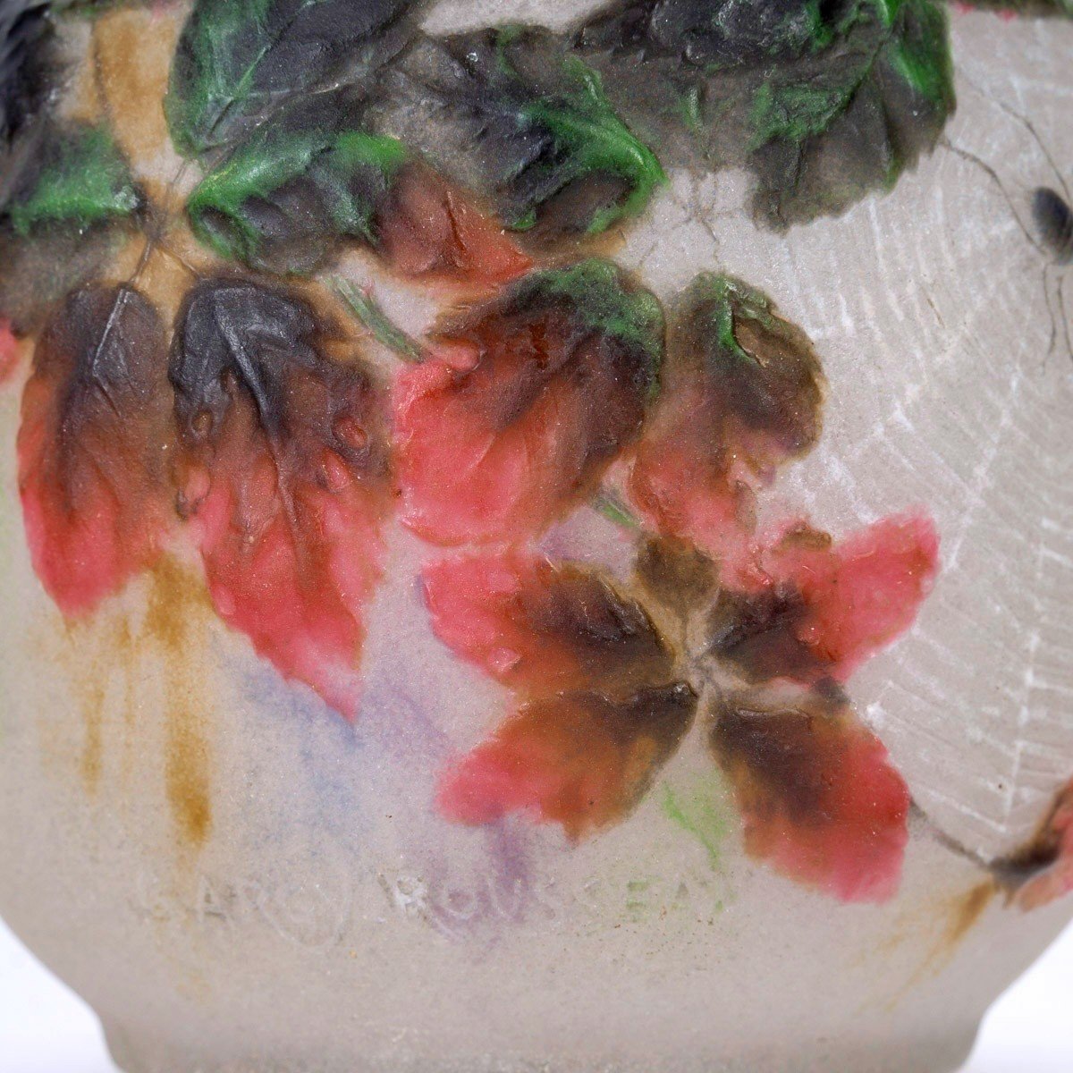 1920 Gabriel Argy Rousseau -  Vase Araignees Et Ronces Spiders Glass Pate De Verre-photo-4