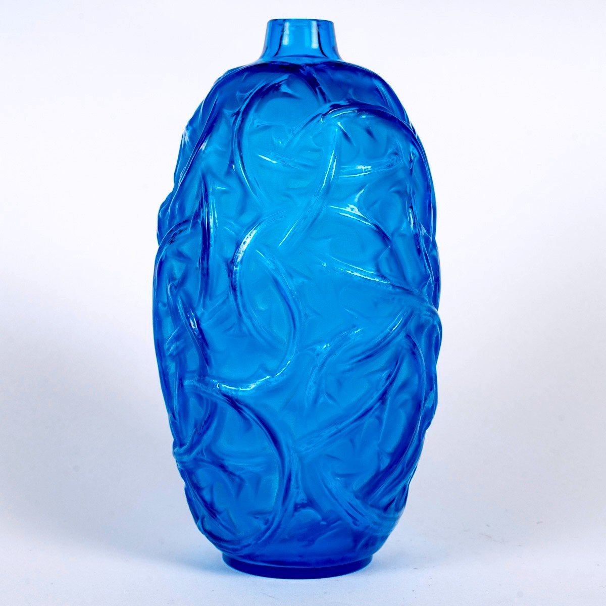 1921 René Lalique - Vase Ronces Electric Blue Glass-photo-2