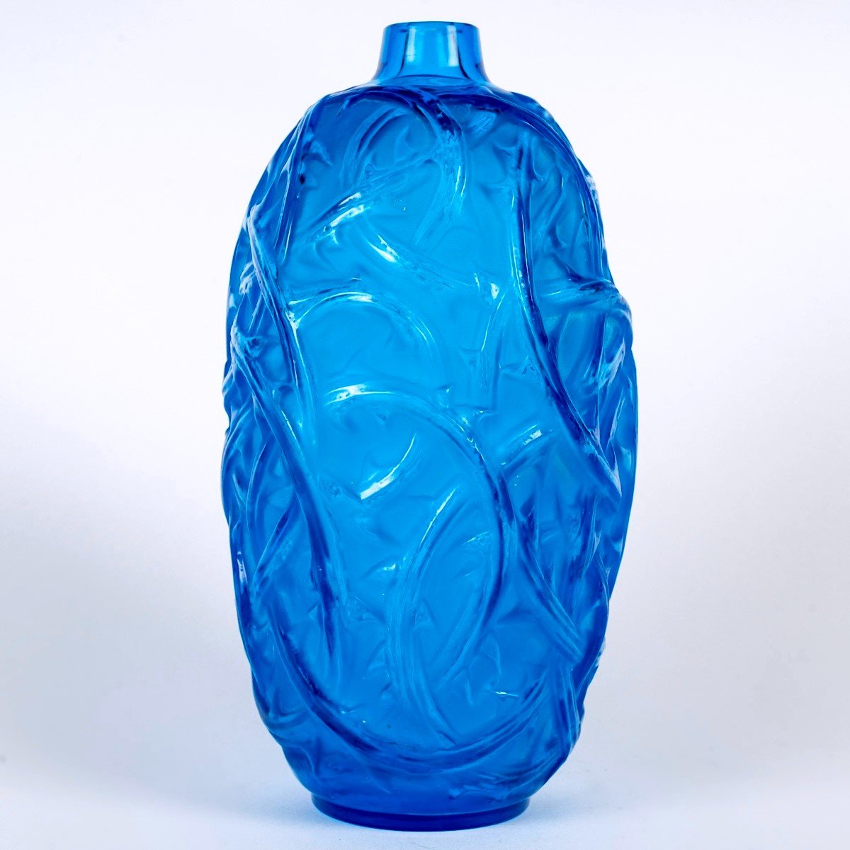 1921 René Lalique - Vase Ronces Electric Blue Glass-photo-3