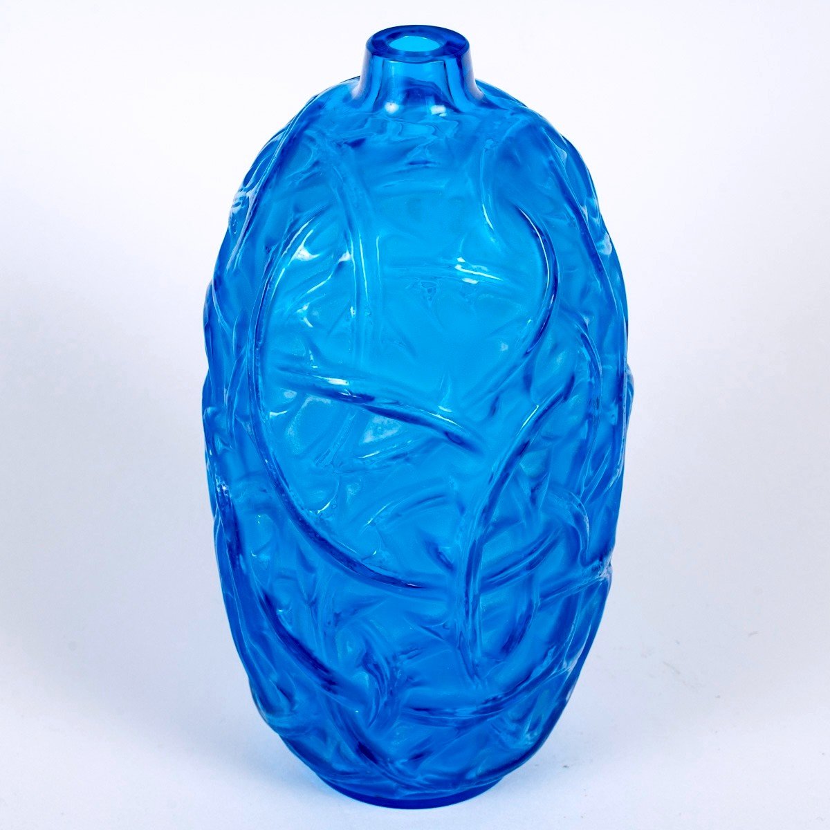 1921 René Lalique - Vase Ronces Electric Blue Glass-photo-4