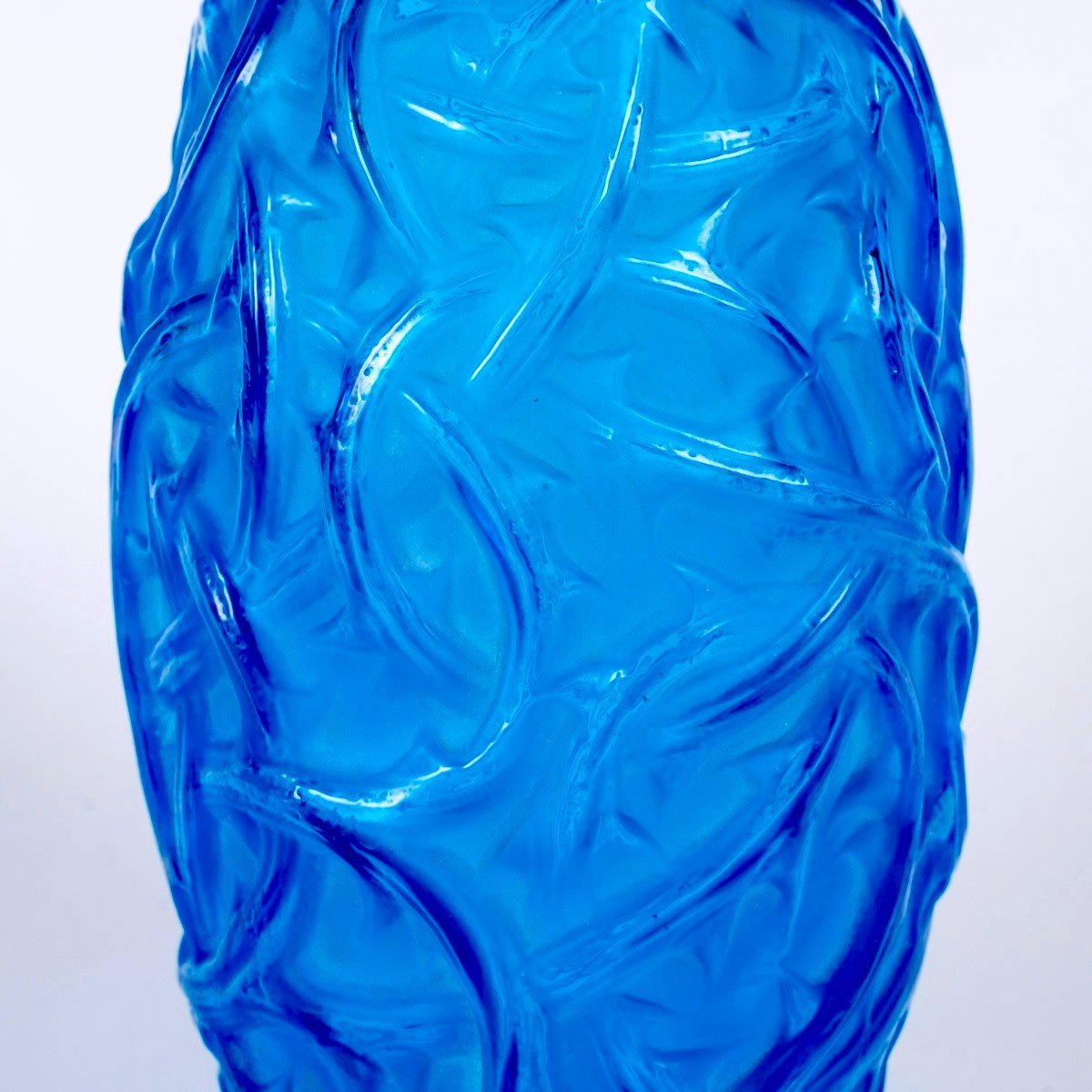 1921 René Lalique - Vase Ronces Electric Blue Glass-photo-1