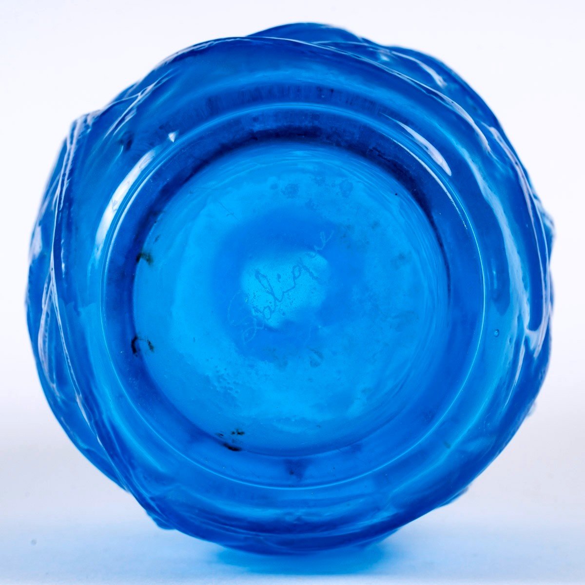 1921 René Lalique - Vase Ronces Electric Blue Glass-photo-3