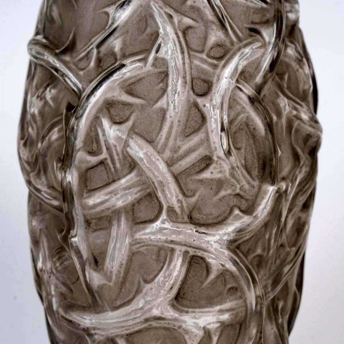 1920 René Lalique - Vase Ronces Glass With Grey Patina-photo-4