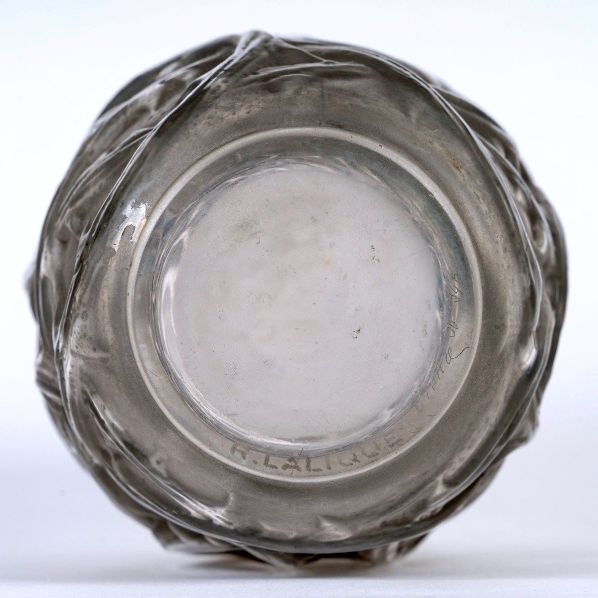 1920 René Lalique - Vase Ronces Glass With Grey Patina-photo-2