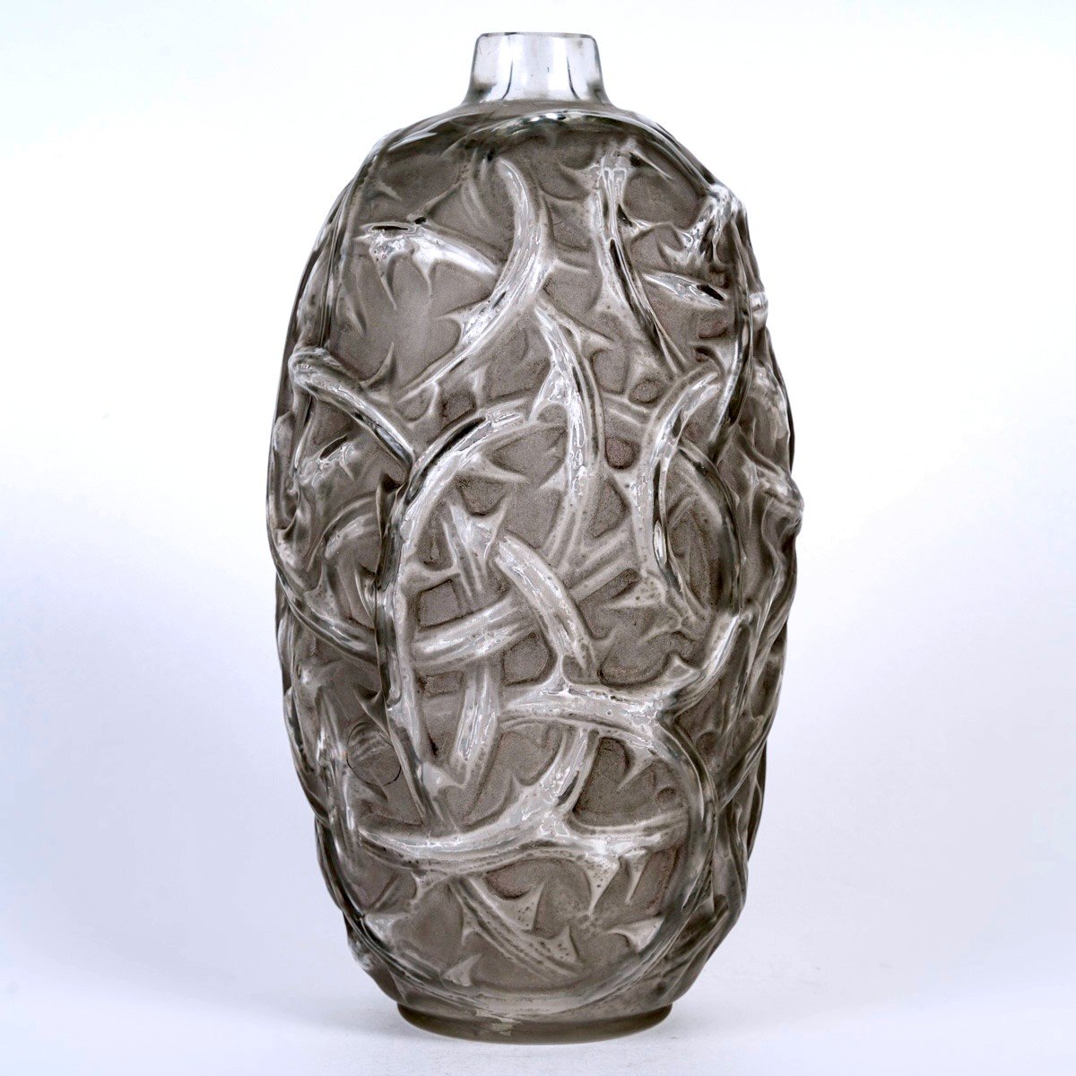 1920 René Lalique - Vase Ronces Glass With Grey Patina