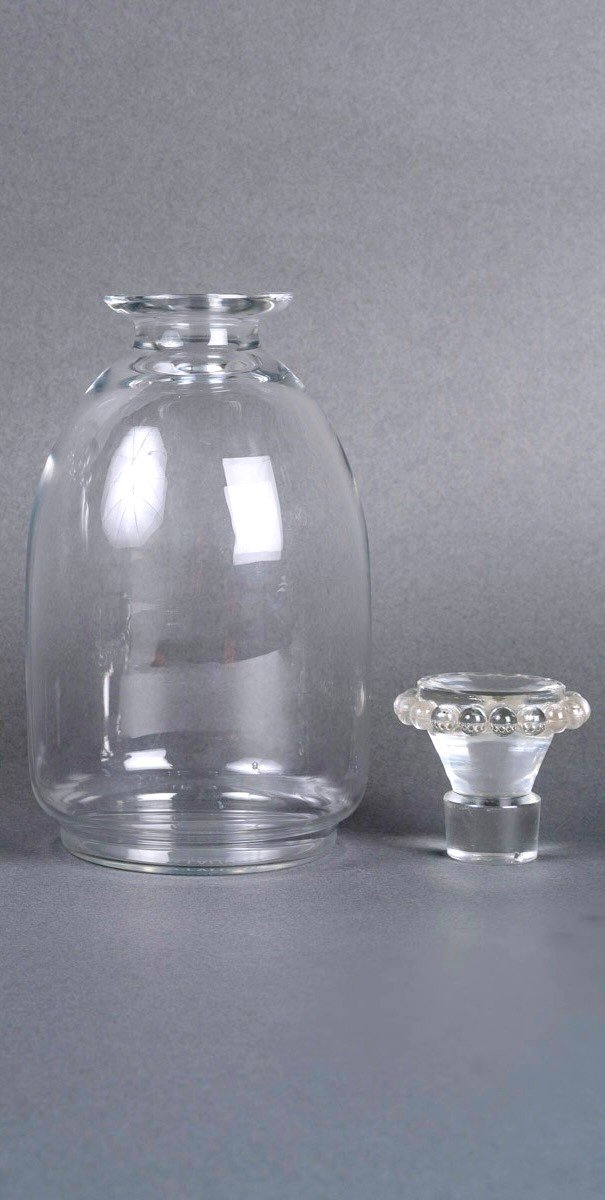 1935 René Lalique - Carafes Art Déco Boules Verre Blanc-photo-1