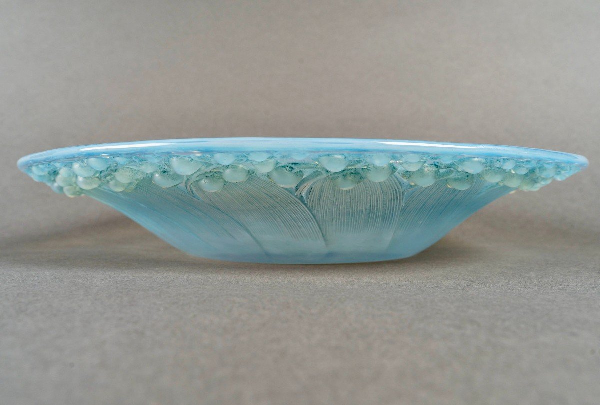 1931 René Lalique - Coupe Muguet Verre Opalescent Patiné Bleu-photo-4