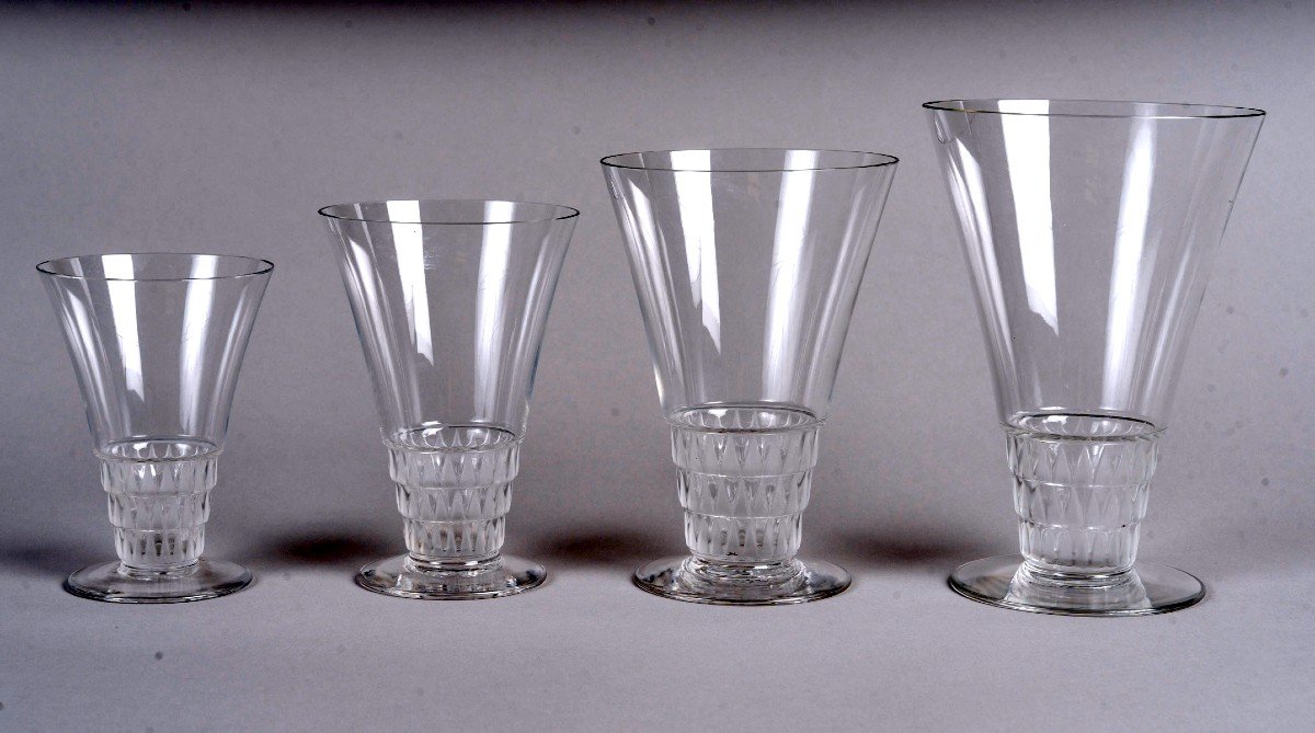 1930 René Lalique - Service Bourgueil Verres, Assiettes Et Bols - 48 Pièces-photo-2