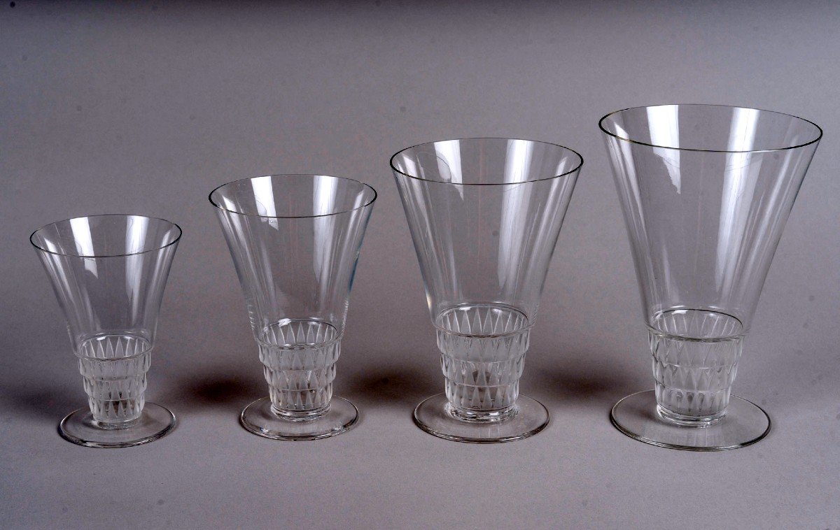 1930 René Lalique - Service Bourgueil Verres, Assiettes Et Bols - 48 Pièces-photo-3