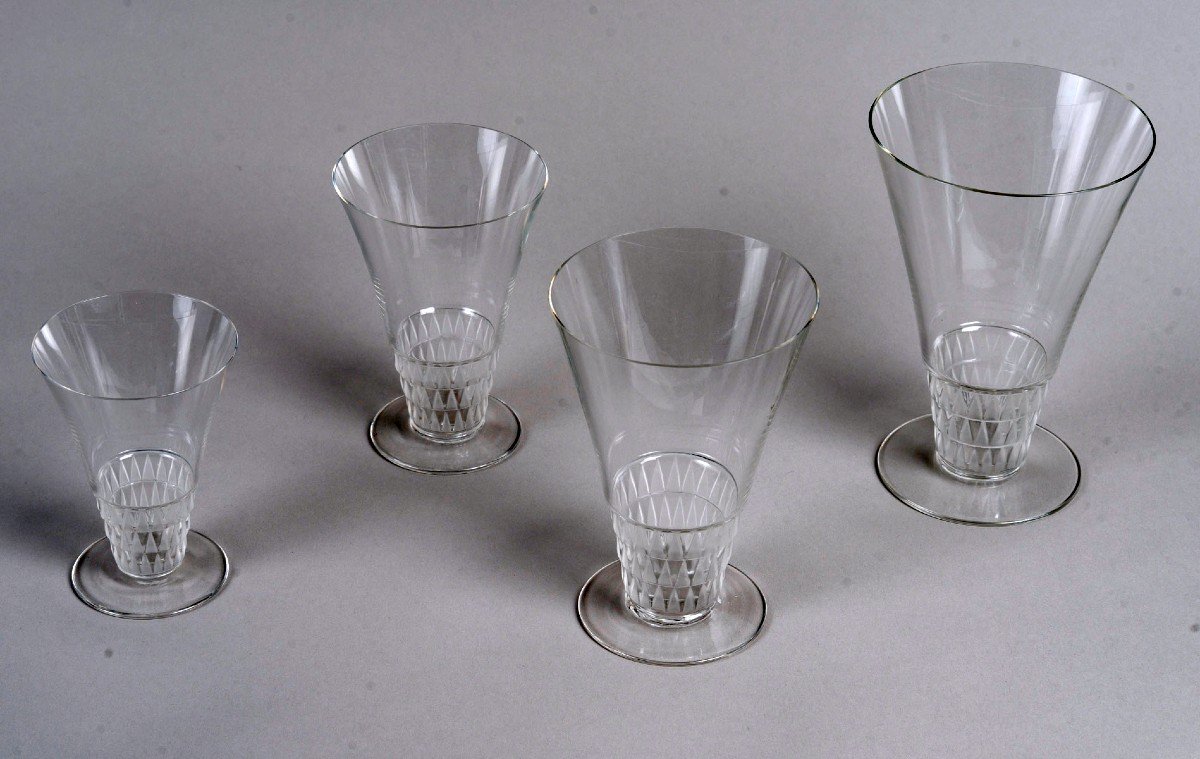 1930 René Lalique - Service Bourgueil Verres, Assiettes Et Bols - 48 Pièces-photo-4