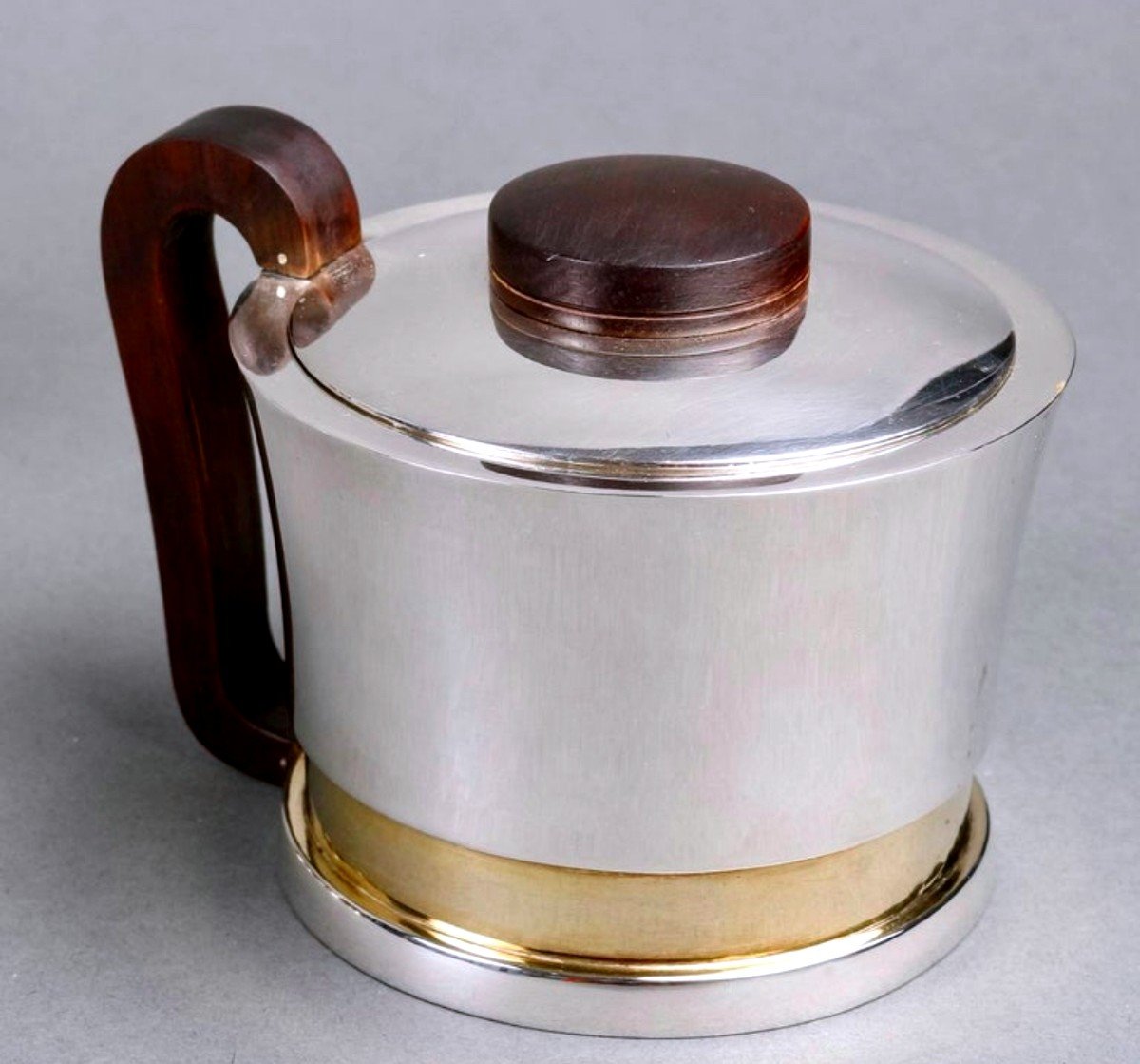 1930 Jean E. Puiforcat Modernist Tea Coffee Set Sterling Silver Vermeil Rosewood-photo-4