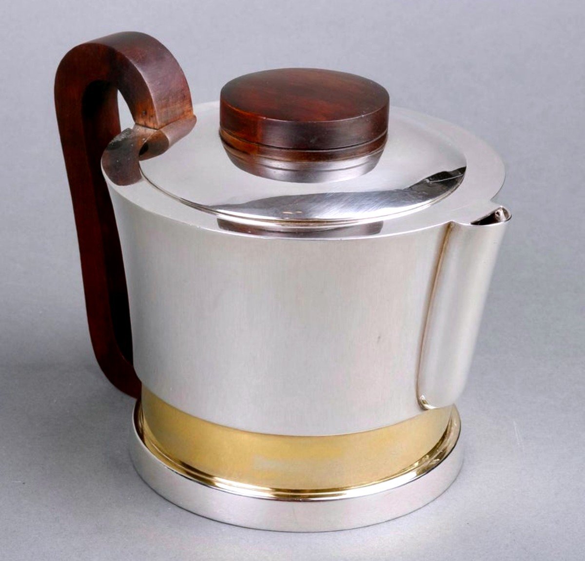 1930 Jean E. Puiforcat Modernist Tea Coffee Set Sterling Silver Vermeil Rosewood-photo-5