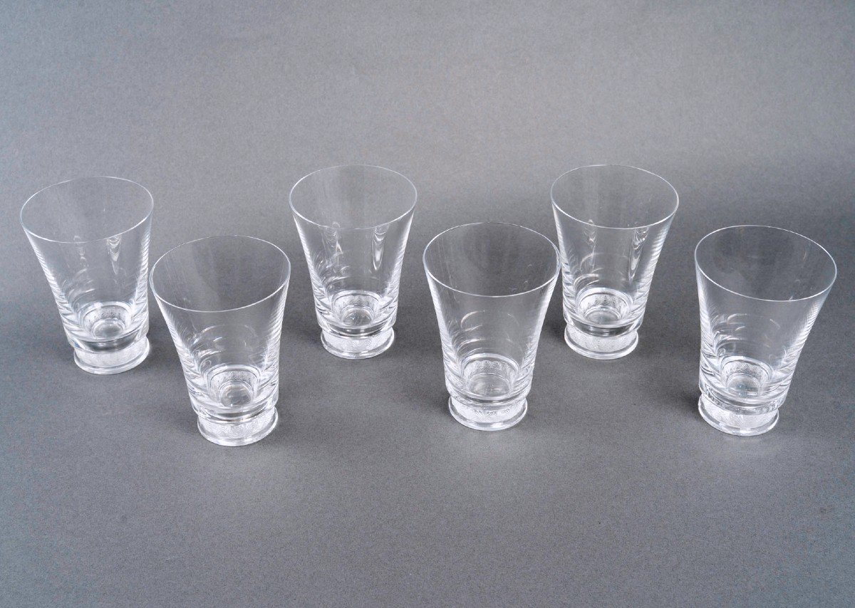 1942 René Lalique - 6 Glasses Goblets Tumblers Reims Crystal -photo-2