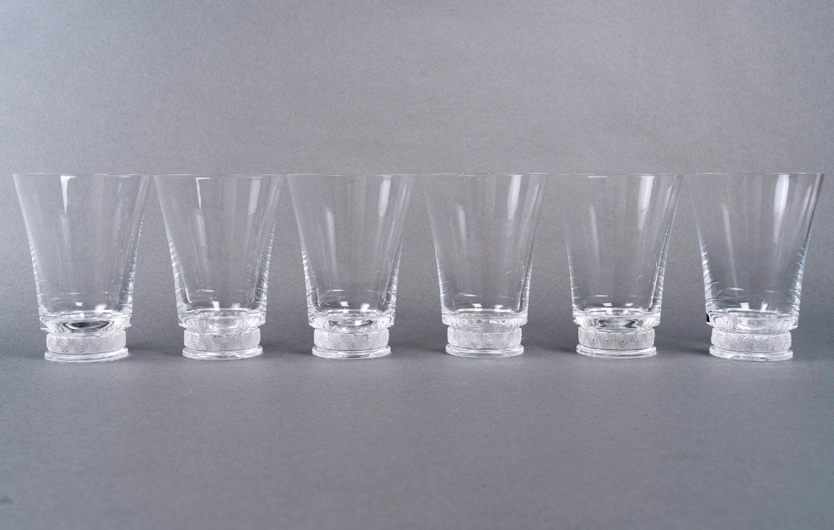 1942 René Lalique - 6 Glasses Goblets Tumblers Reims Crystal 