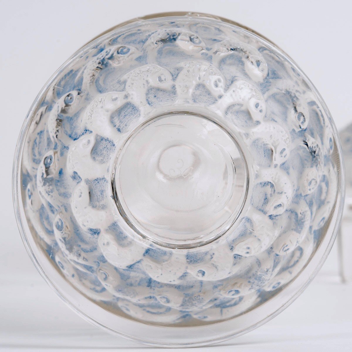 1931 René Lalique - Decanter Pouilly Fishes Glass With Blue Patina-photo-2