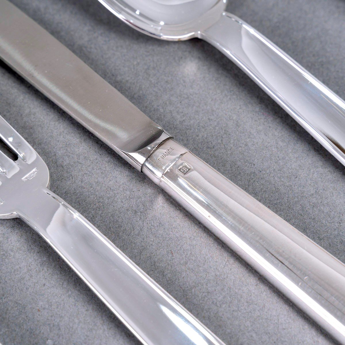 Jean Puiforcat - Art Deco Cutlery Flatware Set Normandy Silver Metal - 92 Pieces-photo-2