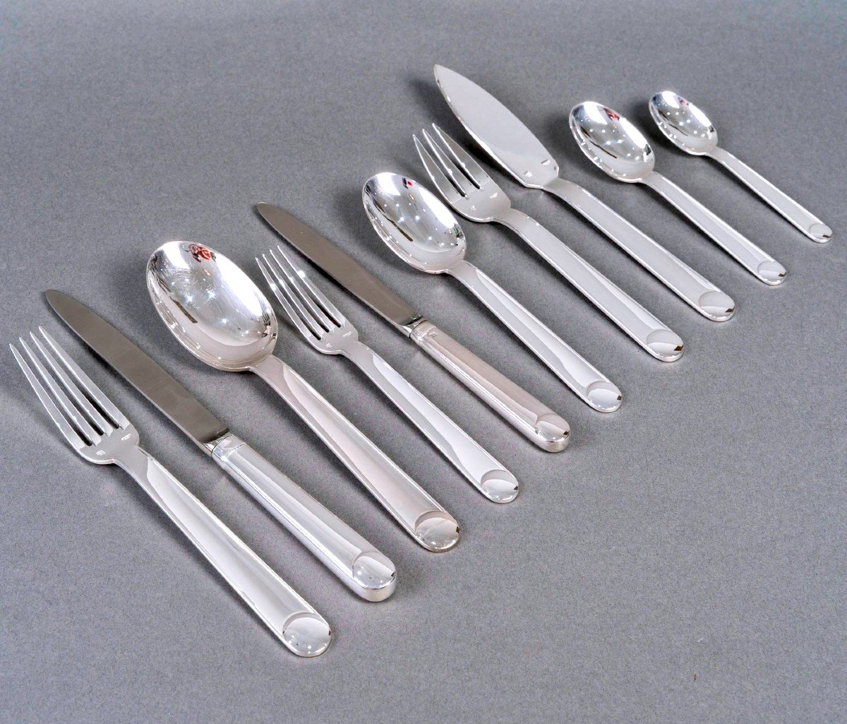 Jean Puiforcat - Art Deco Cutlery Flatware Set Normandy Silver Metal - 92 Pieces