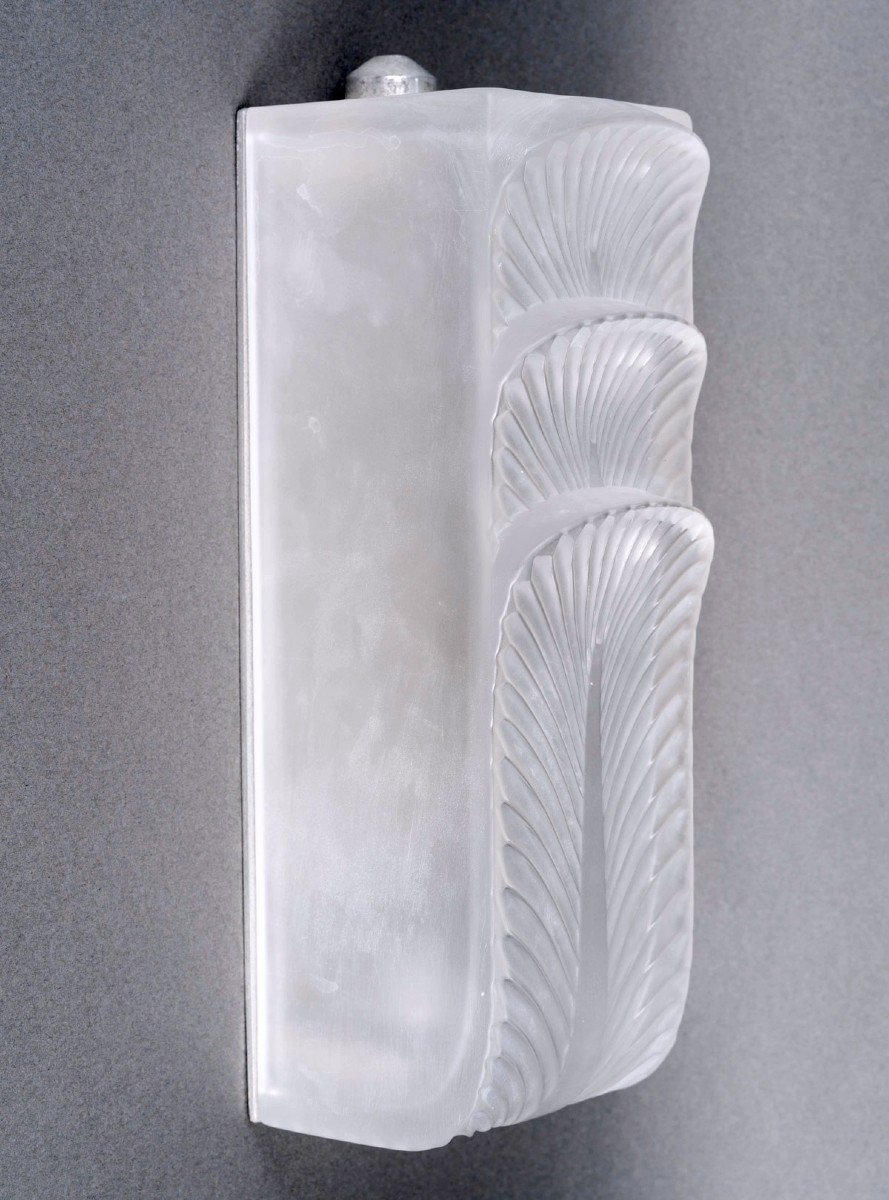 1935 René Lalique - Pair Of Art Deco Sconces Wall Lights Languedoc Glass-photo-3