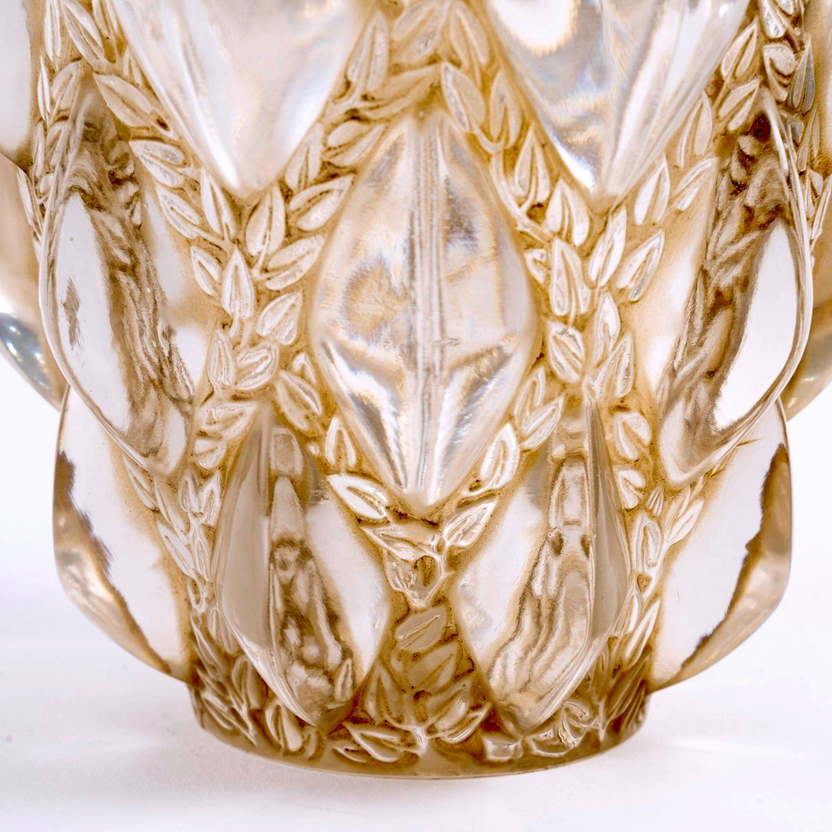 1927 René Lalique - Vase Rampillon Glass With Sepia Patina-photo-4