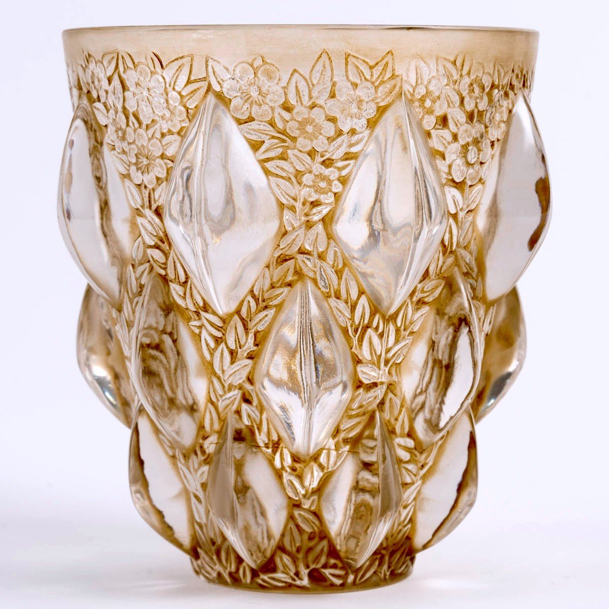 1927 René Lalique - Vase Rampillon Glass With Sepia Patina