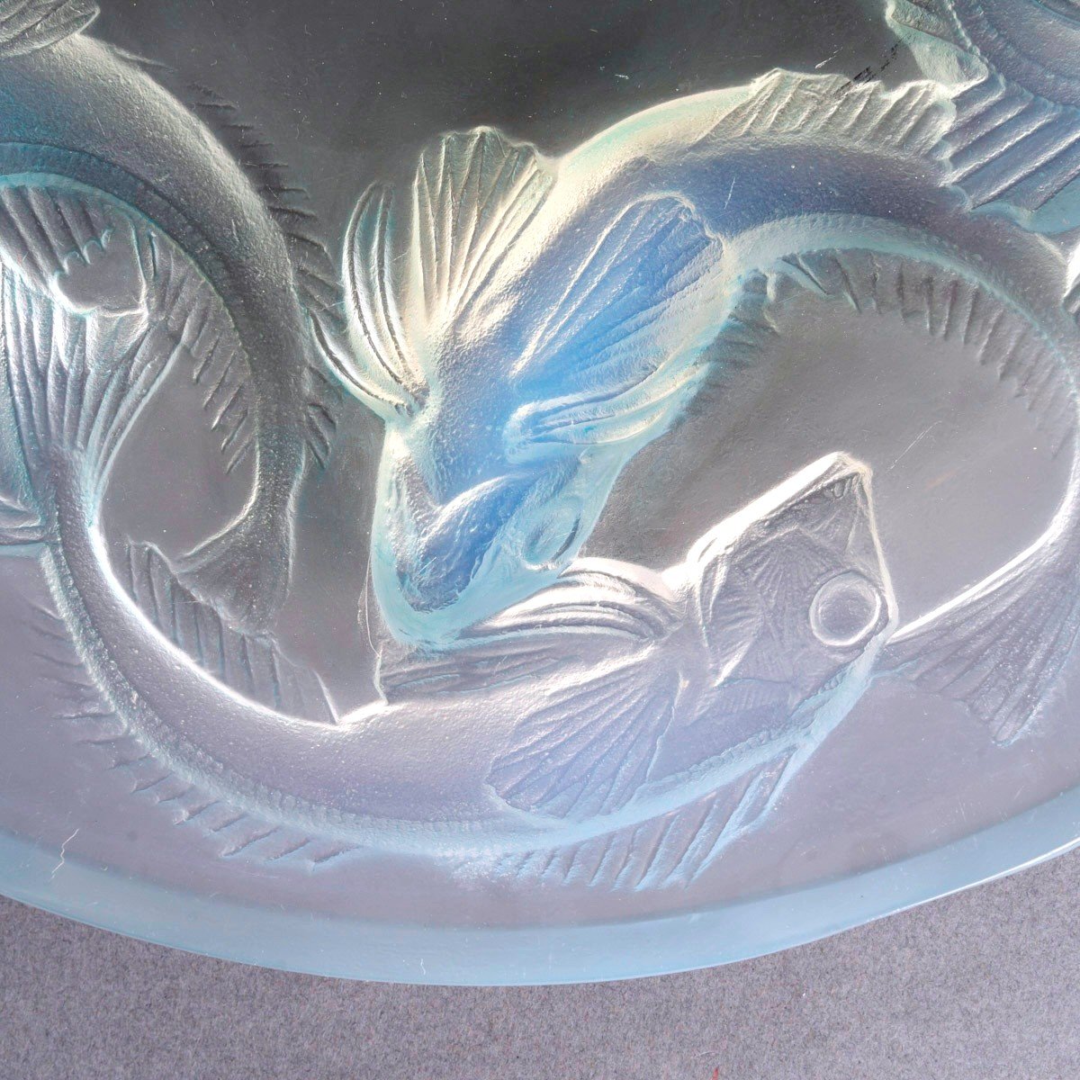 1920 René Lalique - Bowl Plate Martigues Fishes Opalescent Glass -photo-4