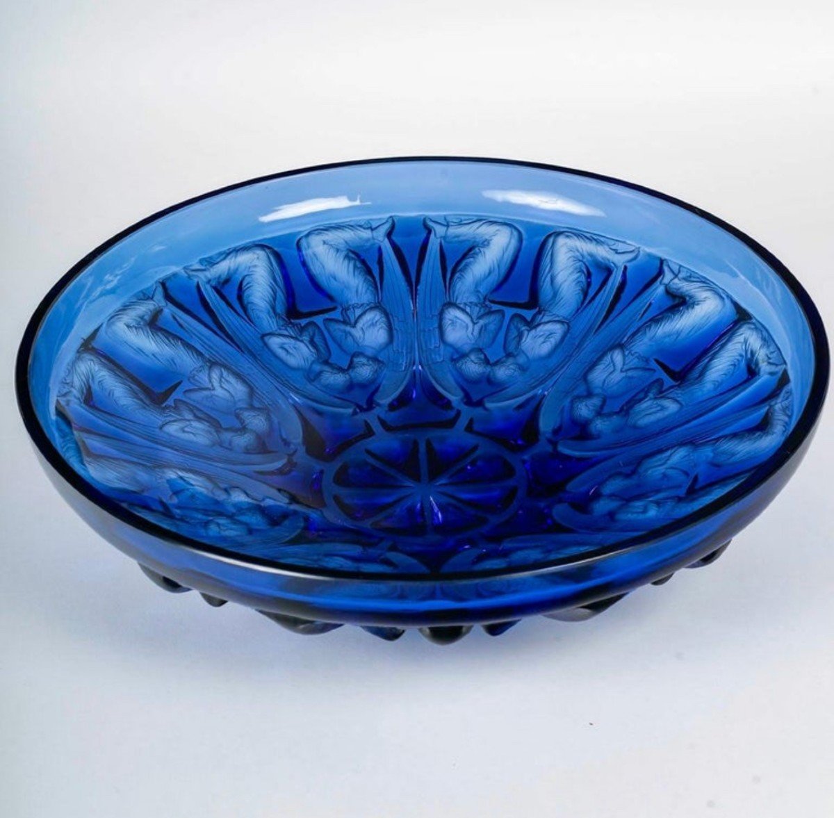 1930 René Lalique - Bowl Anges Angels Navy Blue Glass