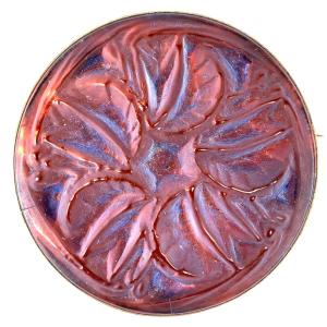 1911 René Lalique - Brooch Mouches Frosted Glass Blue Patina On Pink Foil