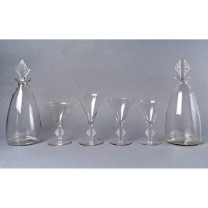 1924 René Lalique - Set Of Tablewares Glasses Savergne Clear Glass - 34 Pieces