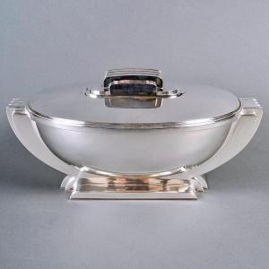 Jean Tetard - Modernist Art Deco Tureen Centerpiece In Sterling Silver
