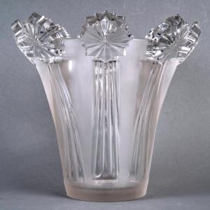 1950 Marc Lalique - Vase Sirius Comètes Cristal Blanc
